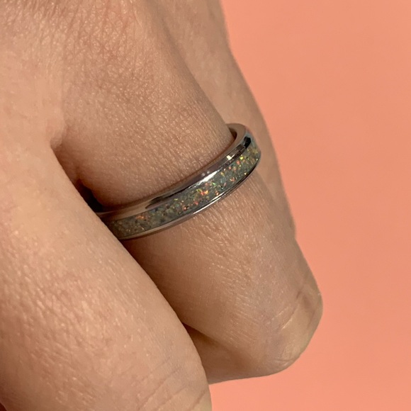 Opal inlay ring - size 6.5 - Picture 4 of 5